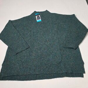 Well Worn Sweater Womens 2X Green Marled Mock Neck Oversized Speckled Knit NWT